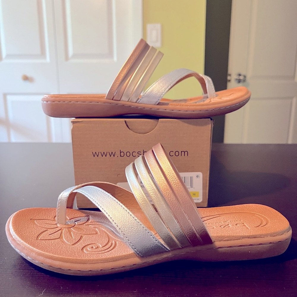 BOC Metallic Sandals, New with box, size 8